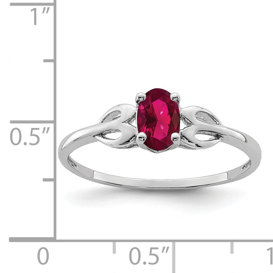 Sterling Silver Rhodium-plated Created Ruby Ring