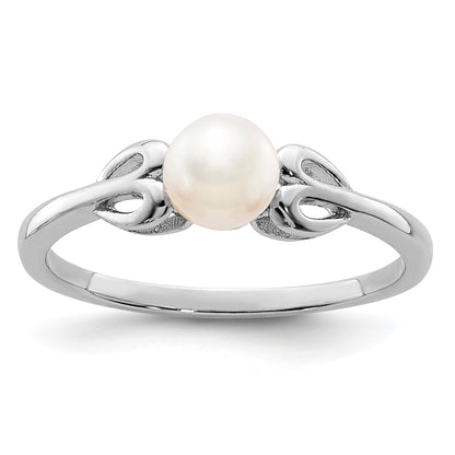 Sterling Silver Rhodium-plated FW Cultured Pearl Ring