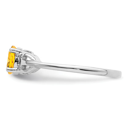 Sterling Silver Rhodium-plated Citrine Ring
