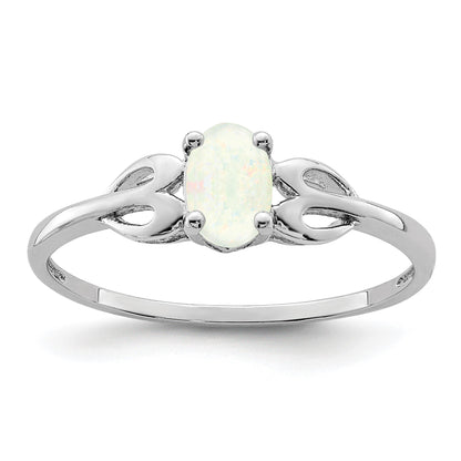 Sterling Silver Rhodium-plated Created Opal Ring