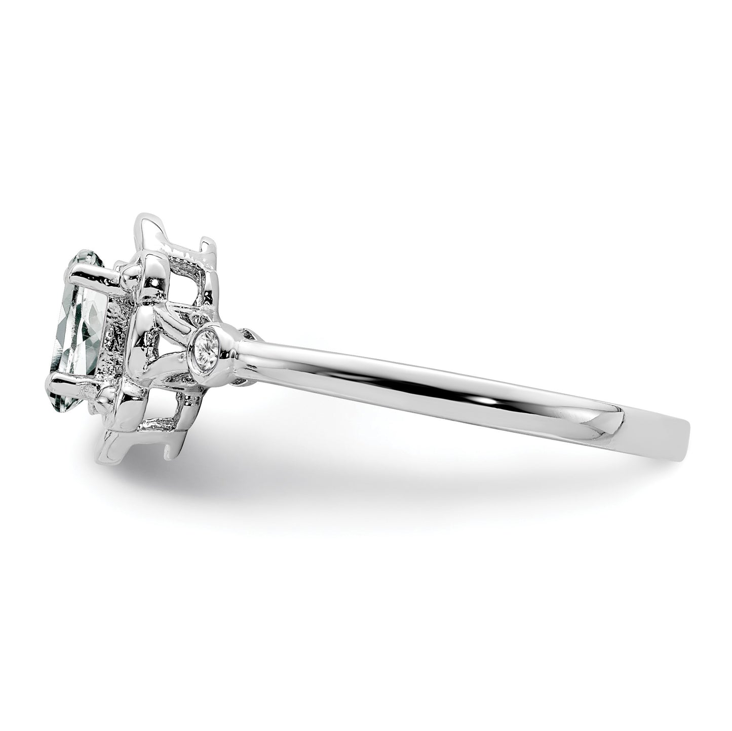Sterling Silver Rhodium-plated White Topaz & Diam. Ring