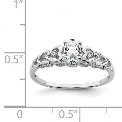 Sterling Silver Rhodium-plated White Topaz & Diam. Ring