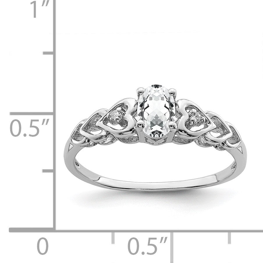 Sterling Silver Rhodium-plated White Topaz & Diam. Ring