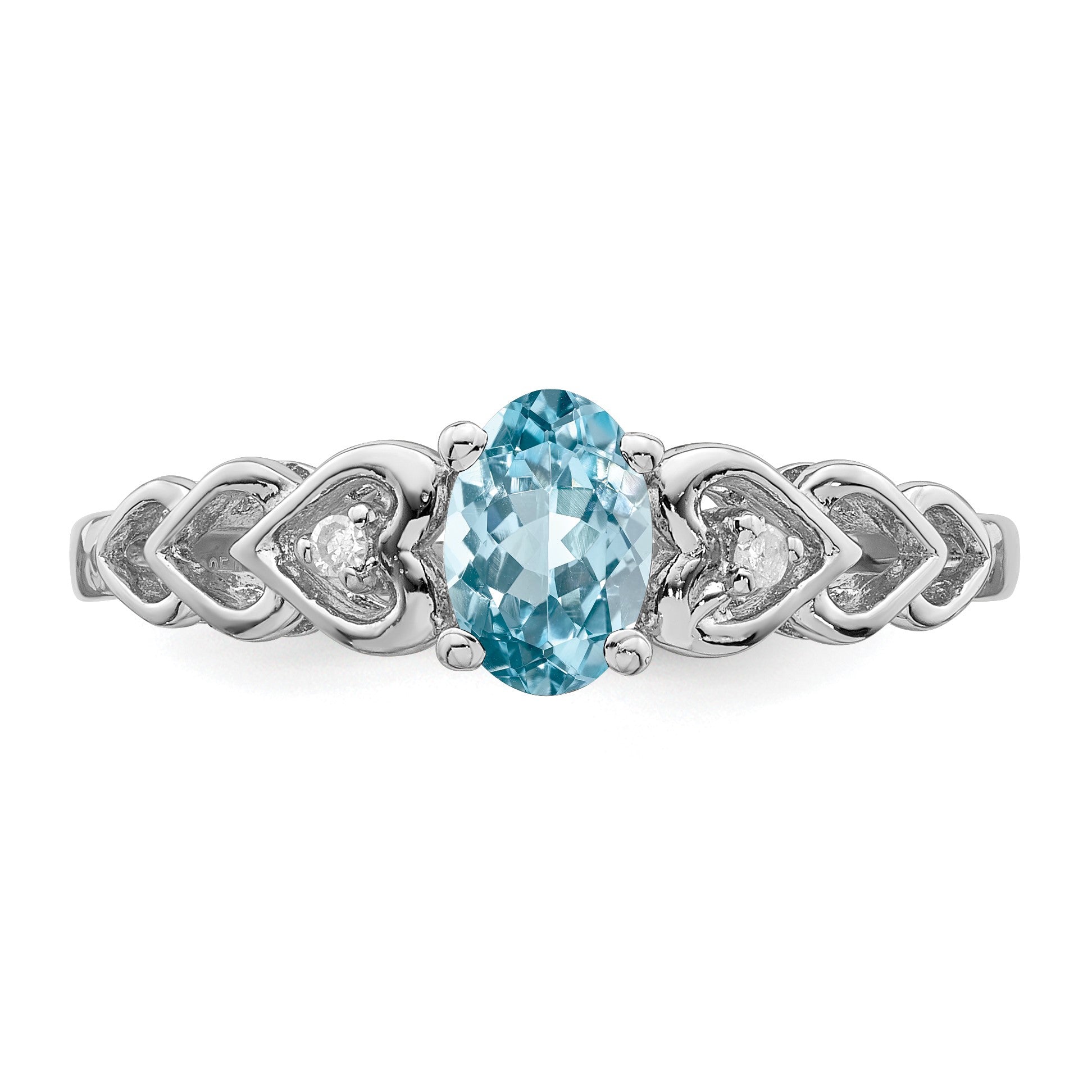 Sterling Silver Rhodium-plated Swiss Blue Topaz & Diam. Ring