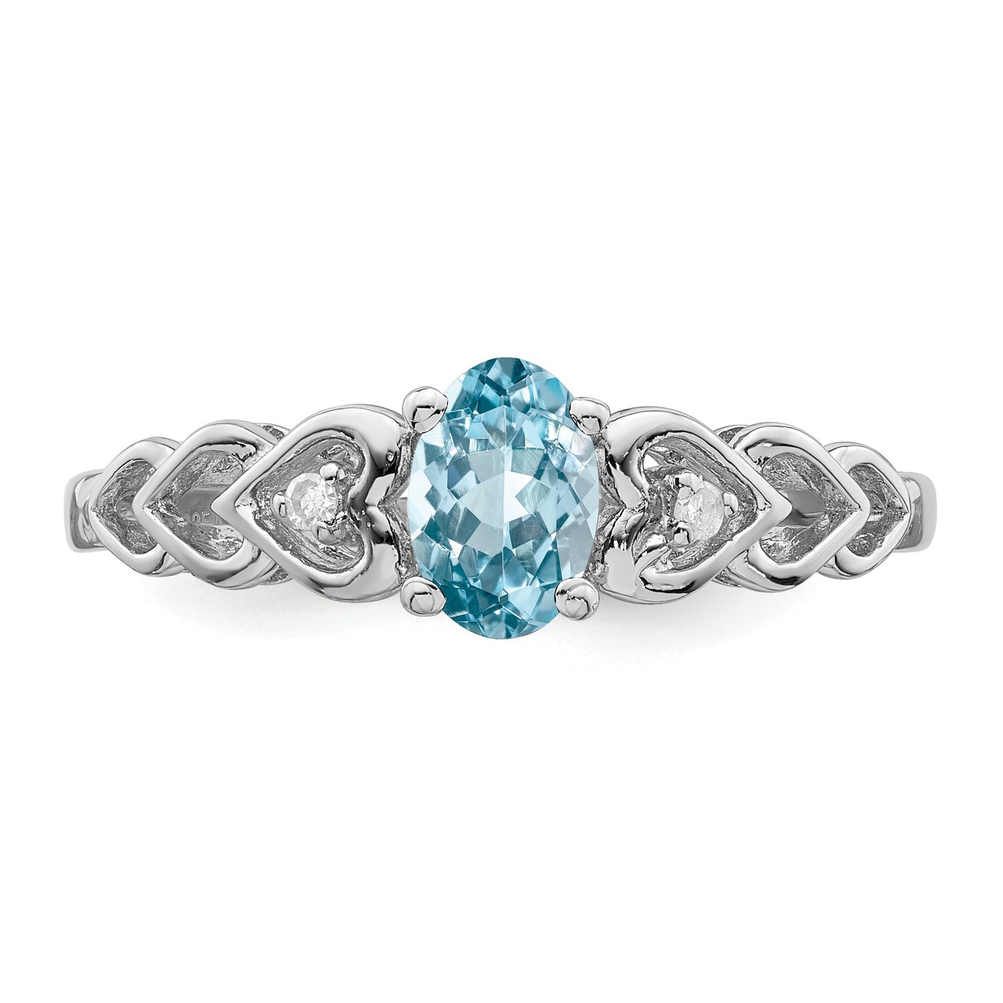 Sterling Silver Rhodium-plated Swiss Blue Topaz & Diam. Ring