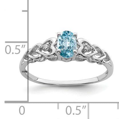 Sterling Silver Rhodium-plated Swiss Blue Topaz & Diam. Ring