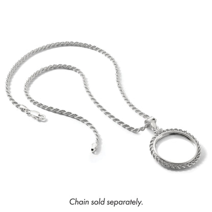 Wideband Distinguished Coin Jewelry Sterling Silver Polished Rope 26.4 x 1.8mm Susan B. Anthony Screw Top Coin Bezel Pendant