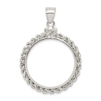 Wideband Distinguished Coin Jewelry Sterling Silver Polished Rope 26.4 x 1.8mm Susan B. Anthony Screw Top Coin Bezel Pendant