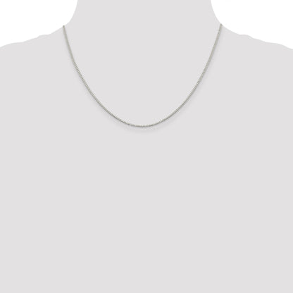Sterling Silver Rhodium-plated 1.1mm Box Chain w/2in ext.