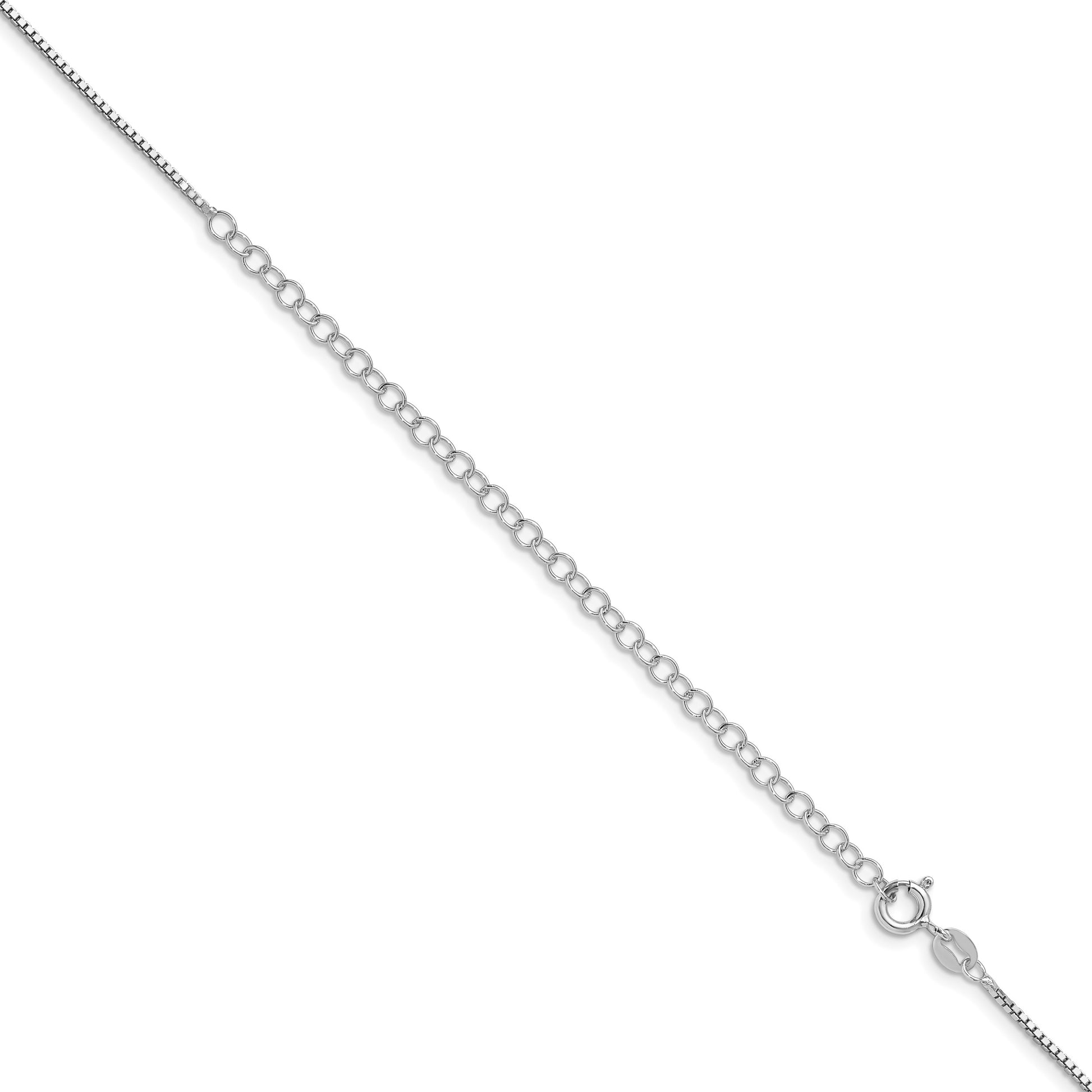 Sterling Silver Rhodium-plated 1.1mm Box Chain w/4in ext.