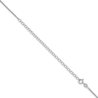Sterling Silver Rhodium-plated 1.1mm Box Chain w/4in ext.