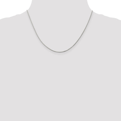 Sterling Silver Rhodium-plated 1.25mm Box Chain w/2in ext.