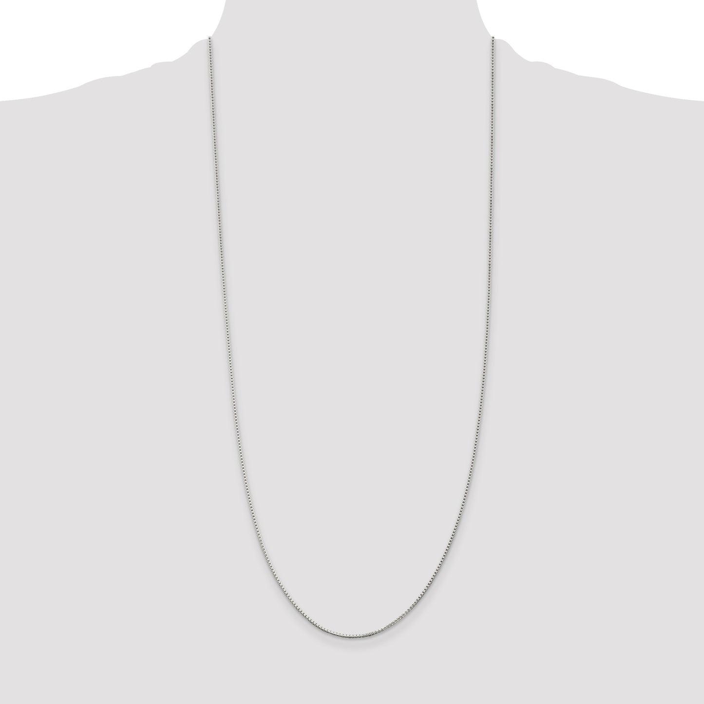 Sterling Silver Rhodium-plated 1.25mm Box Chain