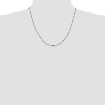 Sterling Silver Rhodium-plated 1.5mm Box Chain