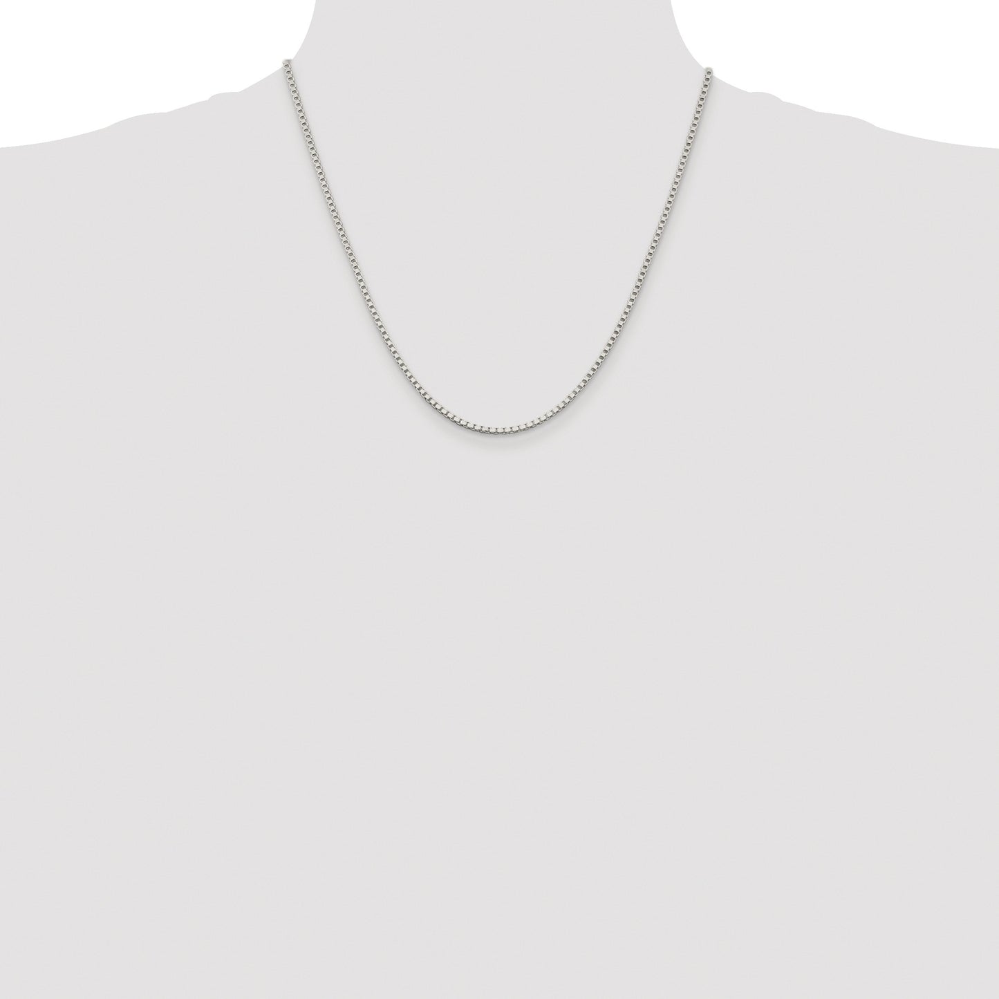 Sterling Silver Rhodium-plated 2mm Box Chain