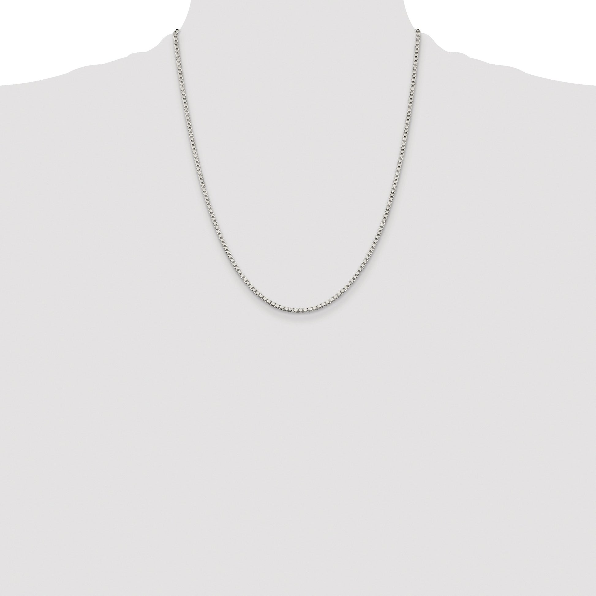 Sterling Silver Rhodium-plated 2mm Box Chain