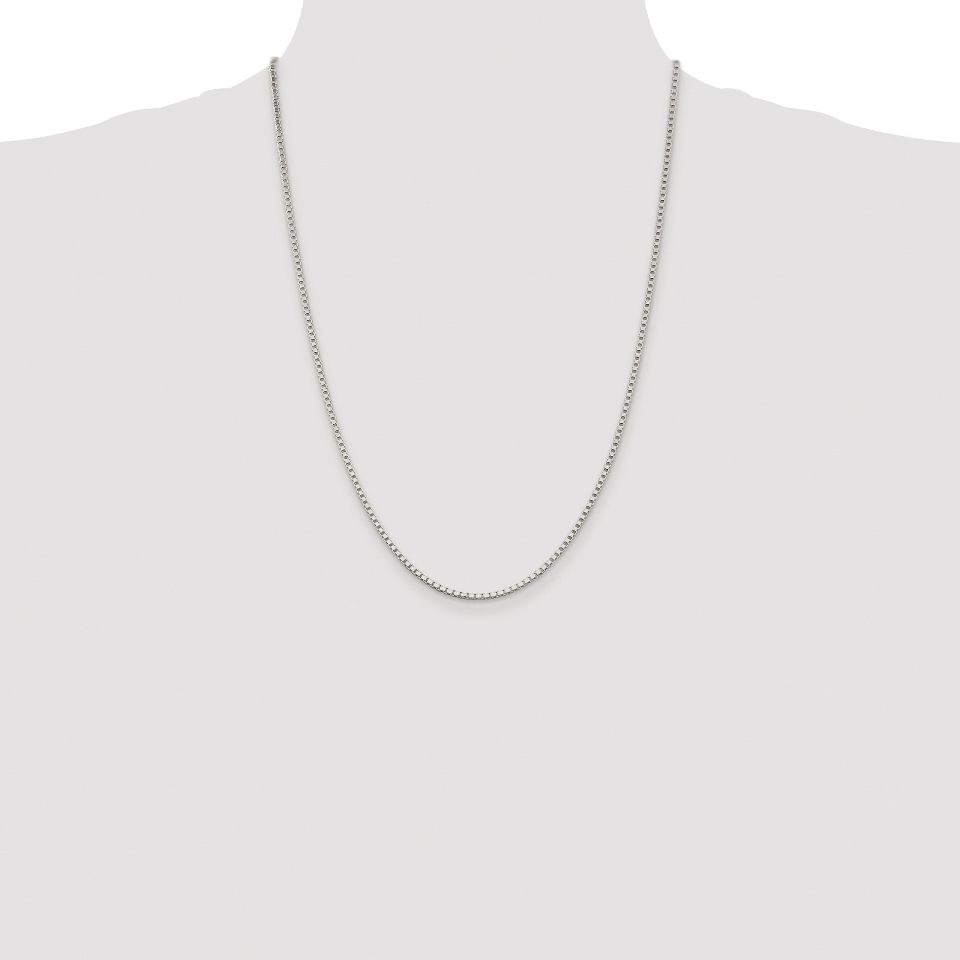 Sterling Silver Rhodium-plated 2mm Box Chain