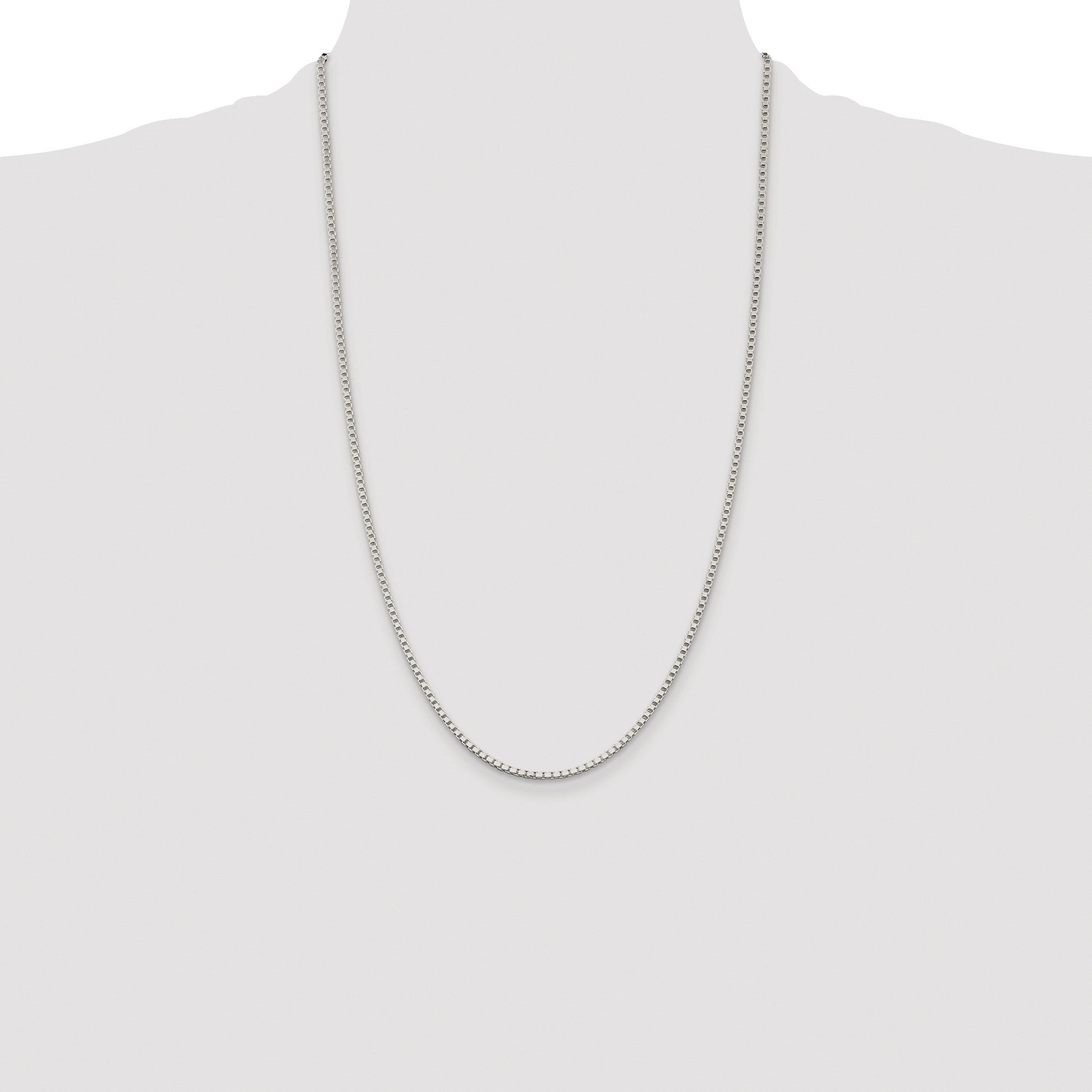 Sterling Silver Rhodium-plated 2mm Box Chain