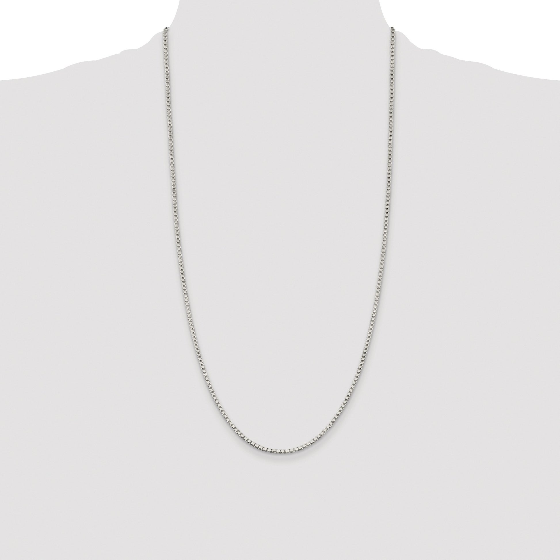 Sterling Silver Rhodium-plated 2mm Box Chain