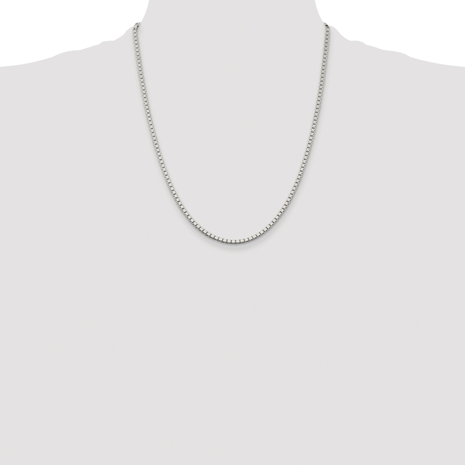 Sterling Silver Rhodium-plated 2.5mm Box Chain