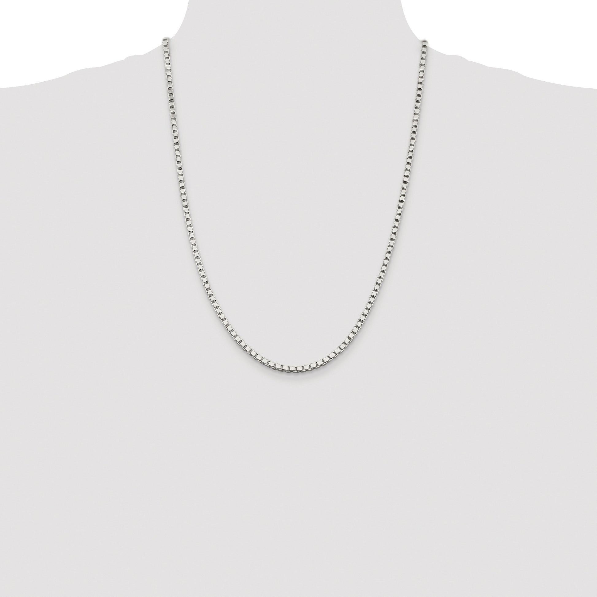 Sterling Silver Rhodium-plated 3mm Box Chain