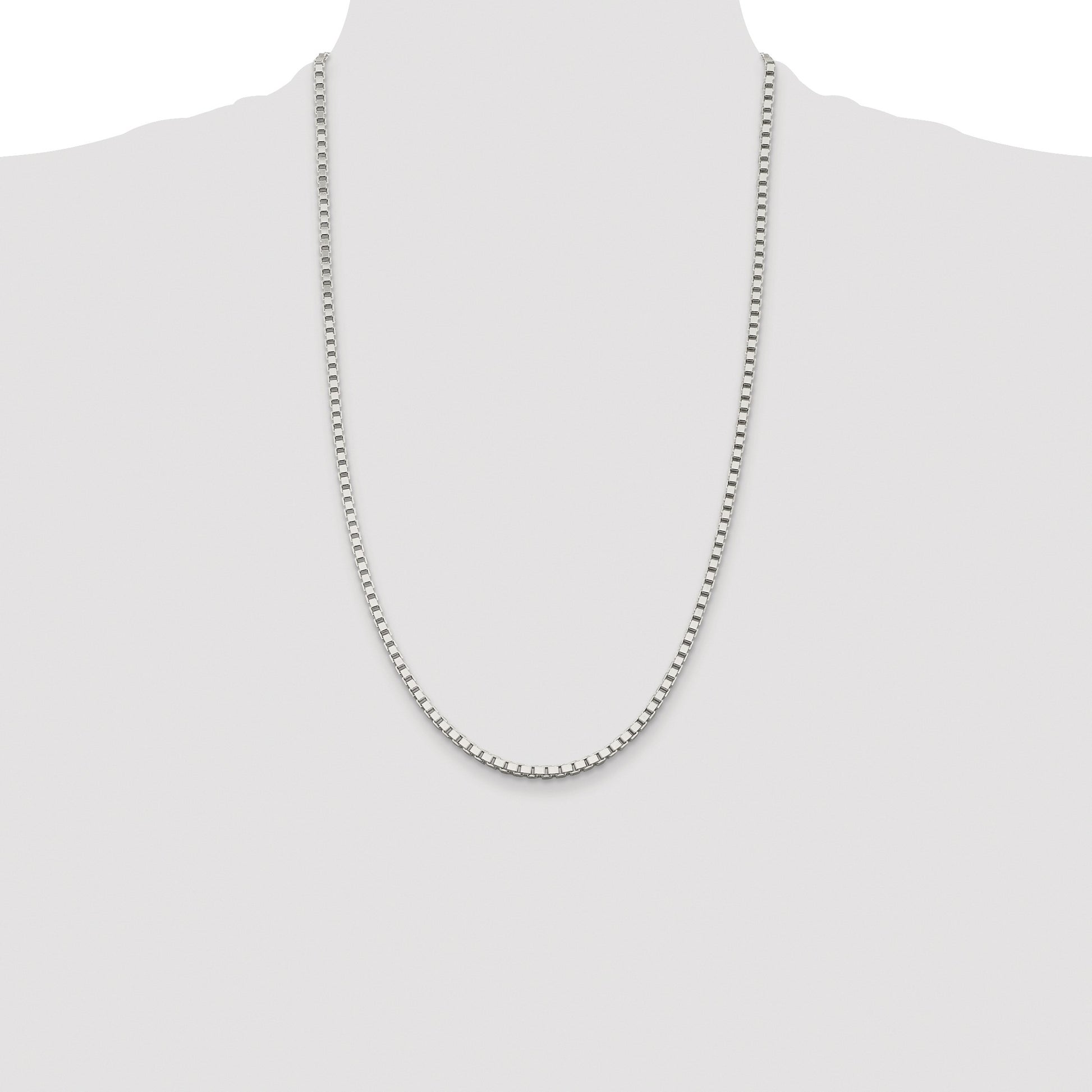 Sterling Silver Rhodium-plated 3mm Box Chain