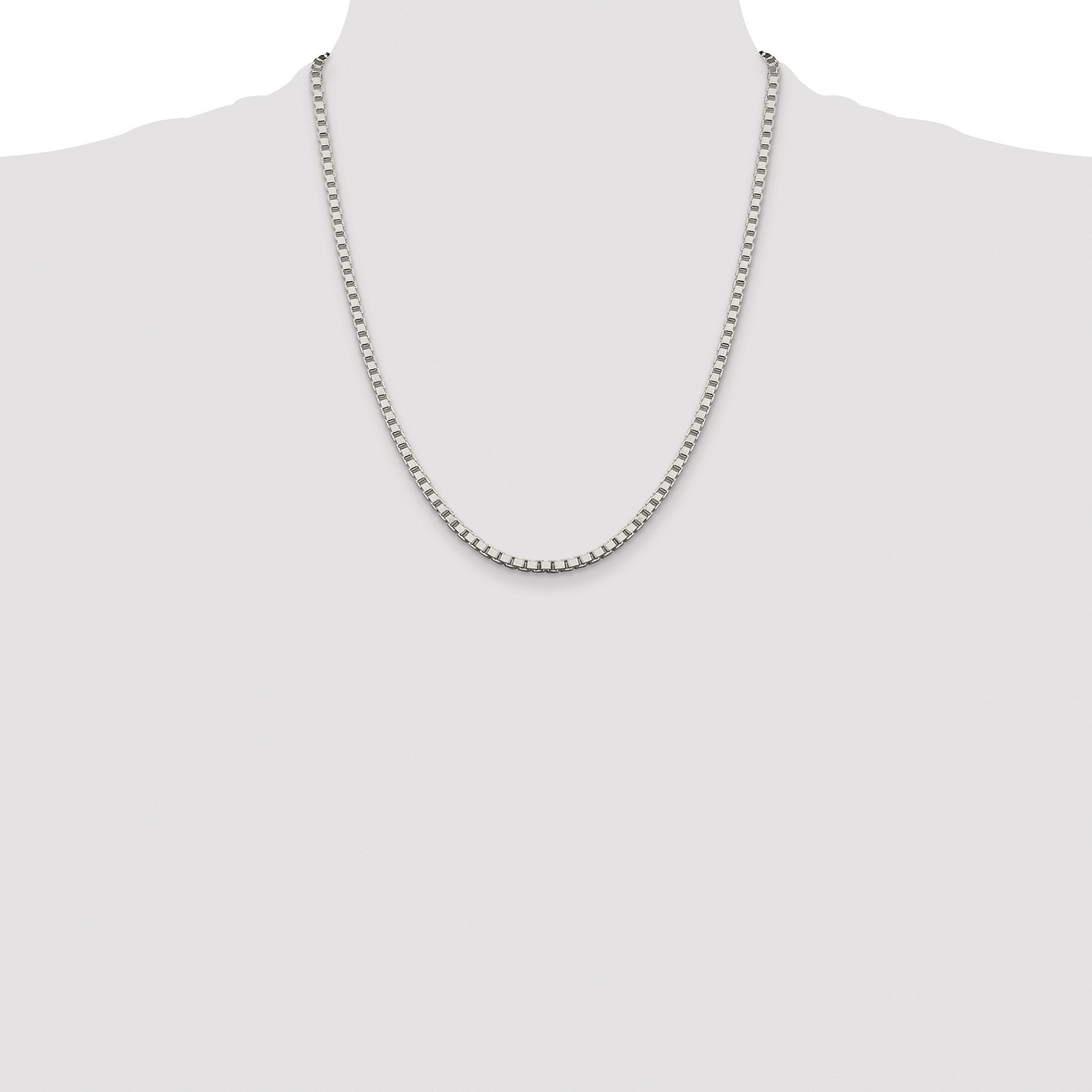 Sterling Silver Rhodium-plated 3.25mm Box Chain