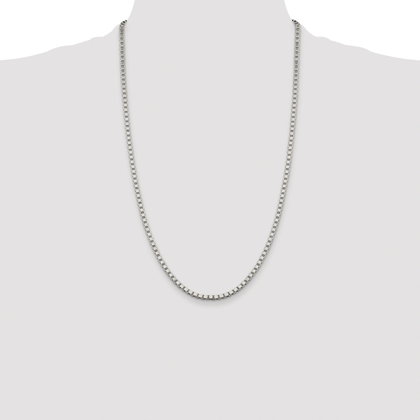 Sterling Silver Rhodium-plated 3.25mm Box Chain