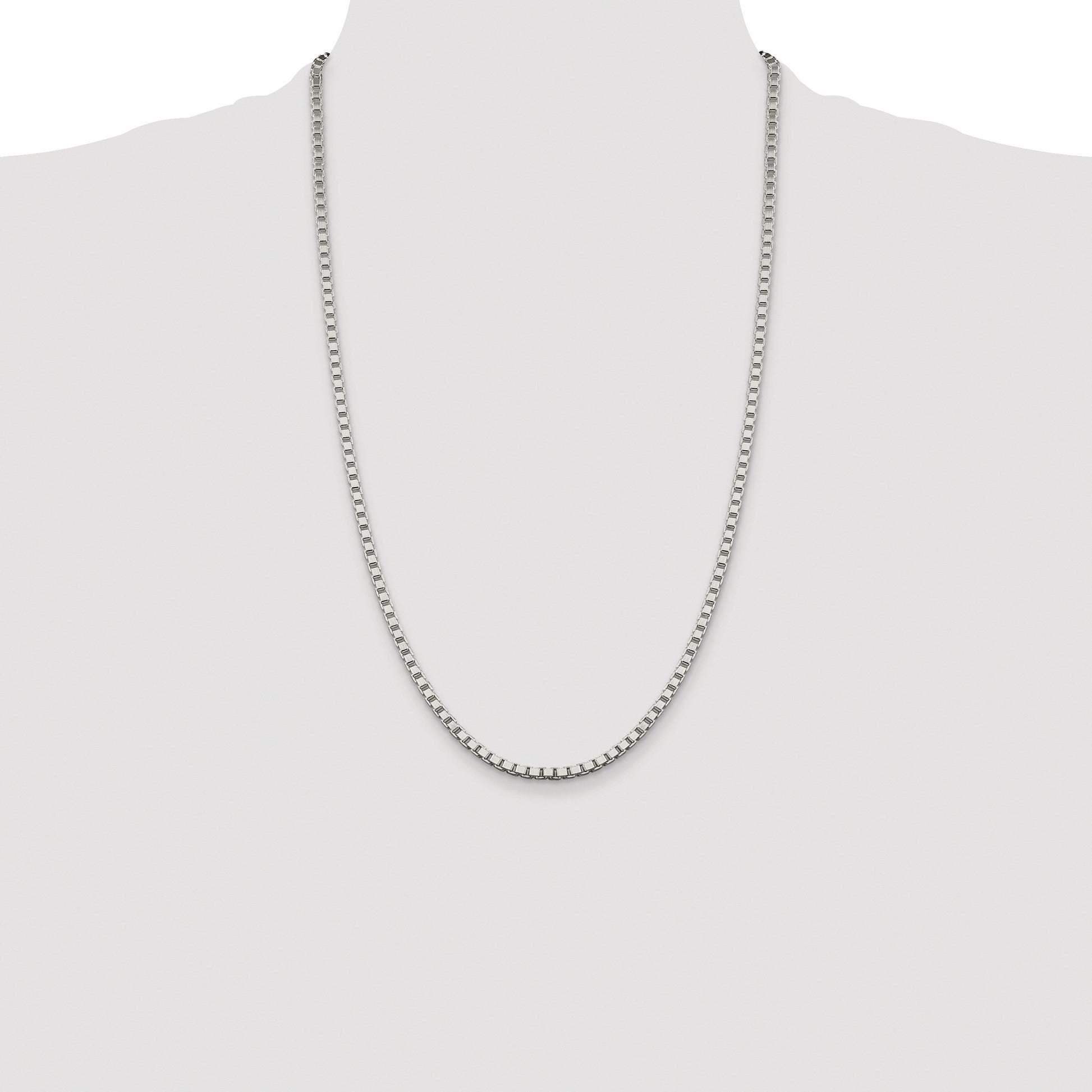 Sterling Silver Rhodium-plated 3.25mm Box Chain