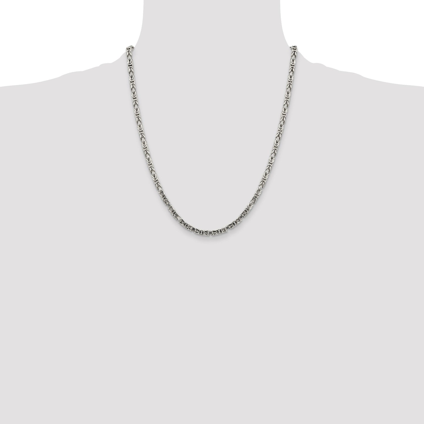 Sterling Silver 3.25mm Byzantine Chain