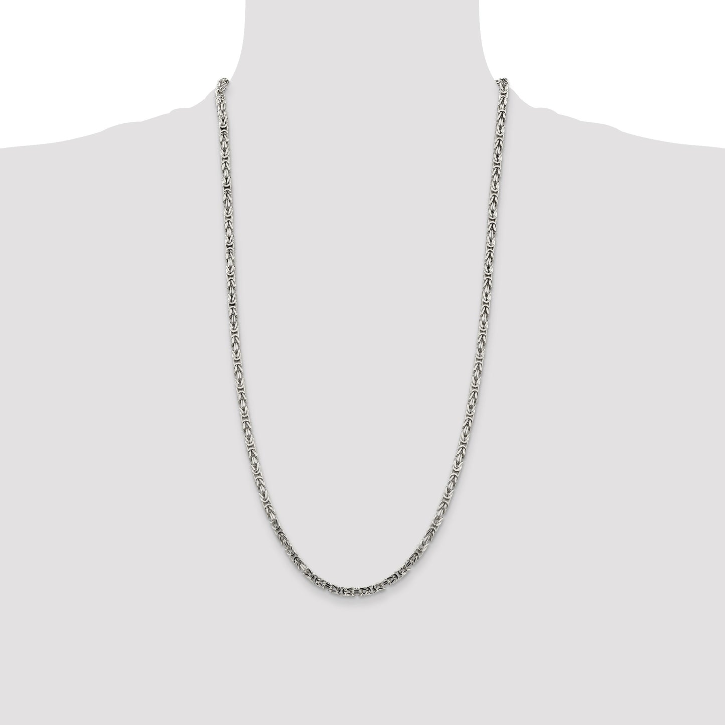 Sterling Silver 3.25mm Byzantine Chain