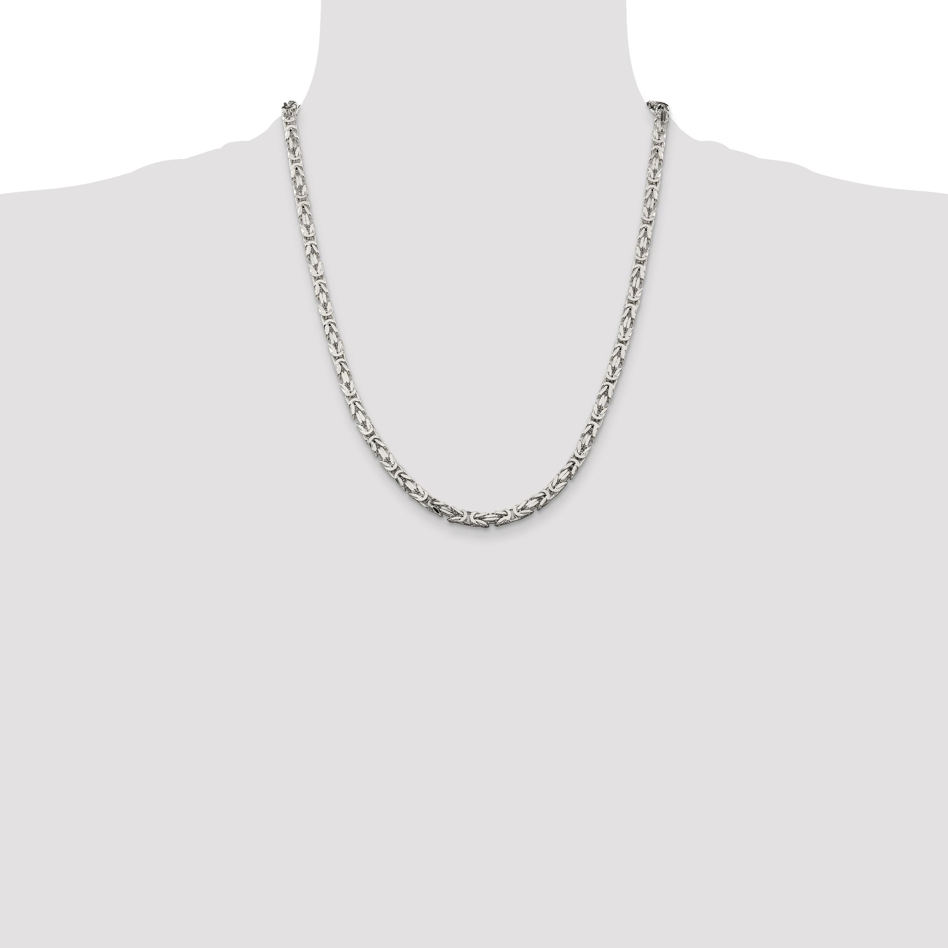 Sterling Silver 4.25mm Byzantine Chain
