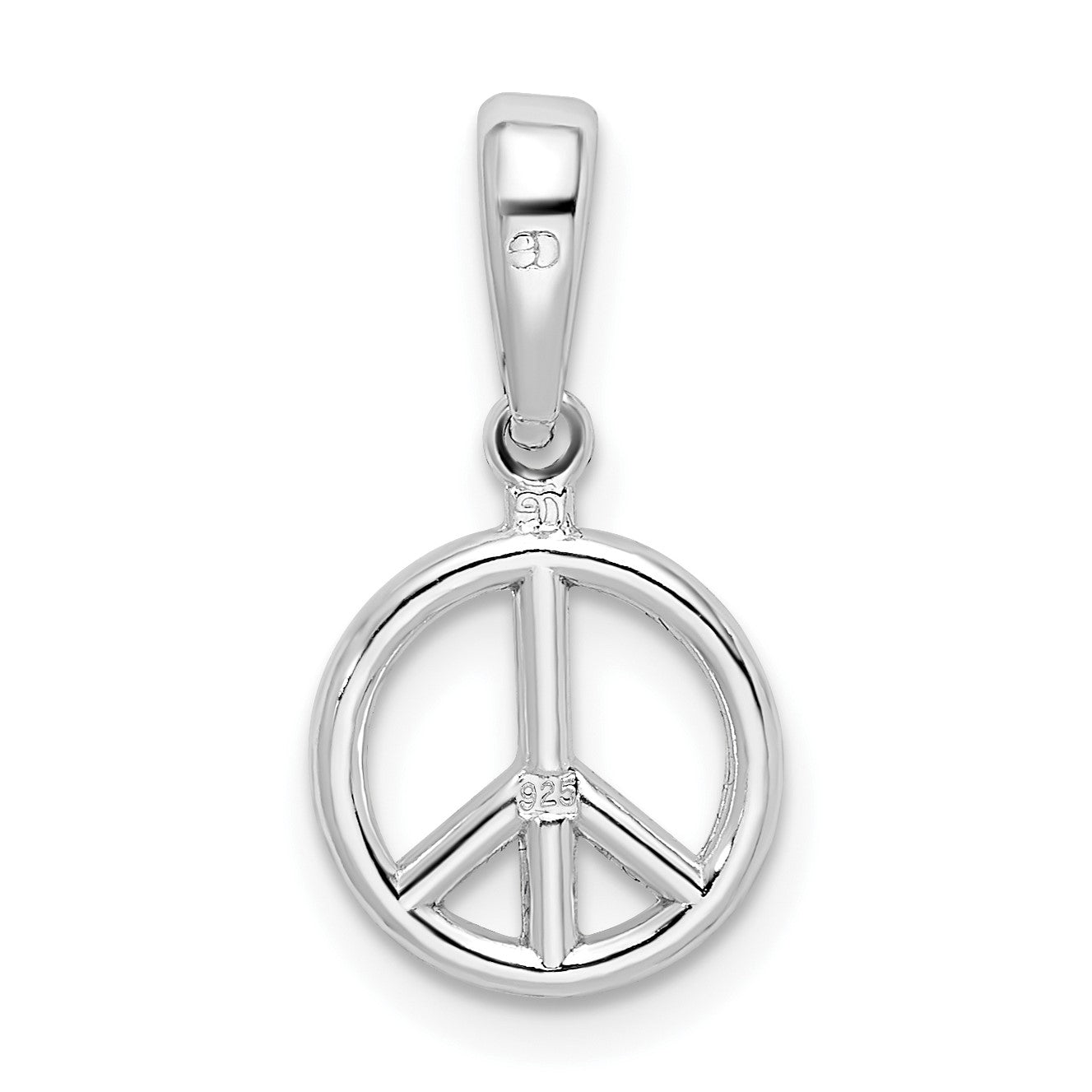 De-Ani Sterling Silver Rhodium-Plated Polished Peace Symbol Pendant