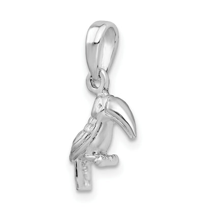 De-Ani Sterling Silver Rhodium-plated Polished 3D Toucan Bird Pendant