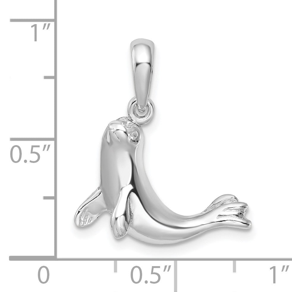 De-Ani Sterling Silver Rhodium-Plated Polished Seal Pendant