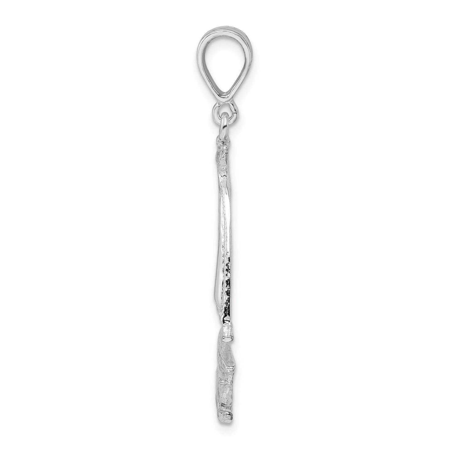 De-Ani Sterling Silver Rhodium-Plated Polished and Textured Sailboat on Water Pendant