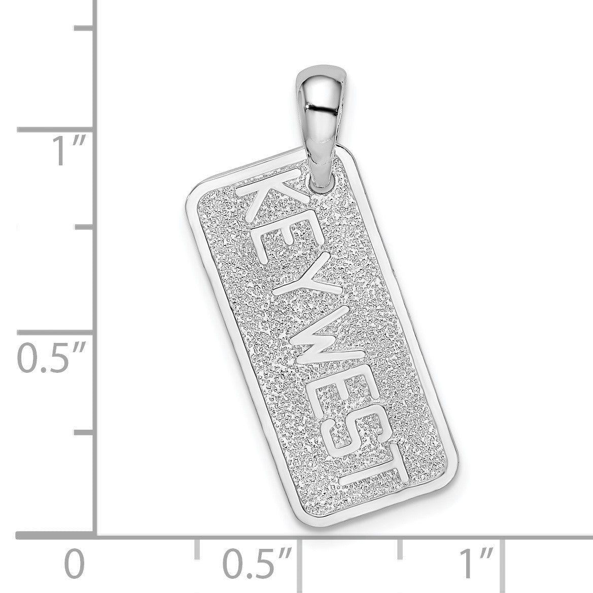 De-Ani Sterling Silver Rhodium-Plated Polished and Textured Key West License Pendant