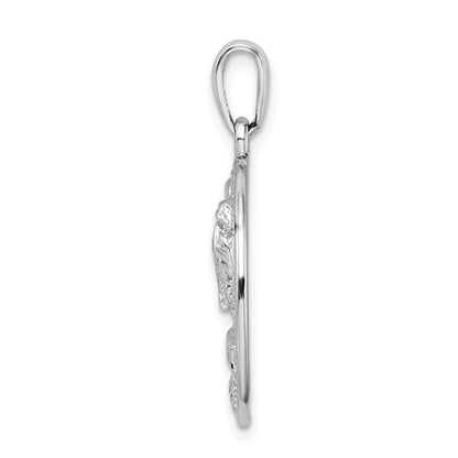 De-Ani Sterling Silver Rhodium-Plated Polished Marco Island Palm Tree Pendant