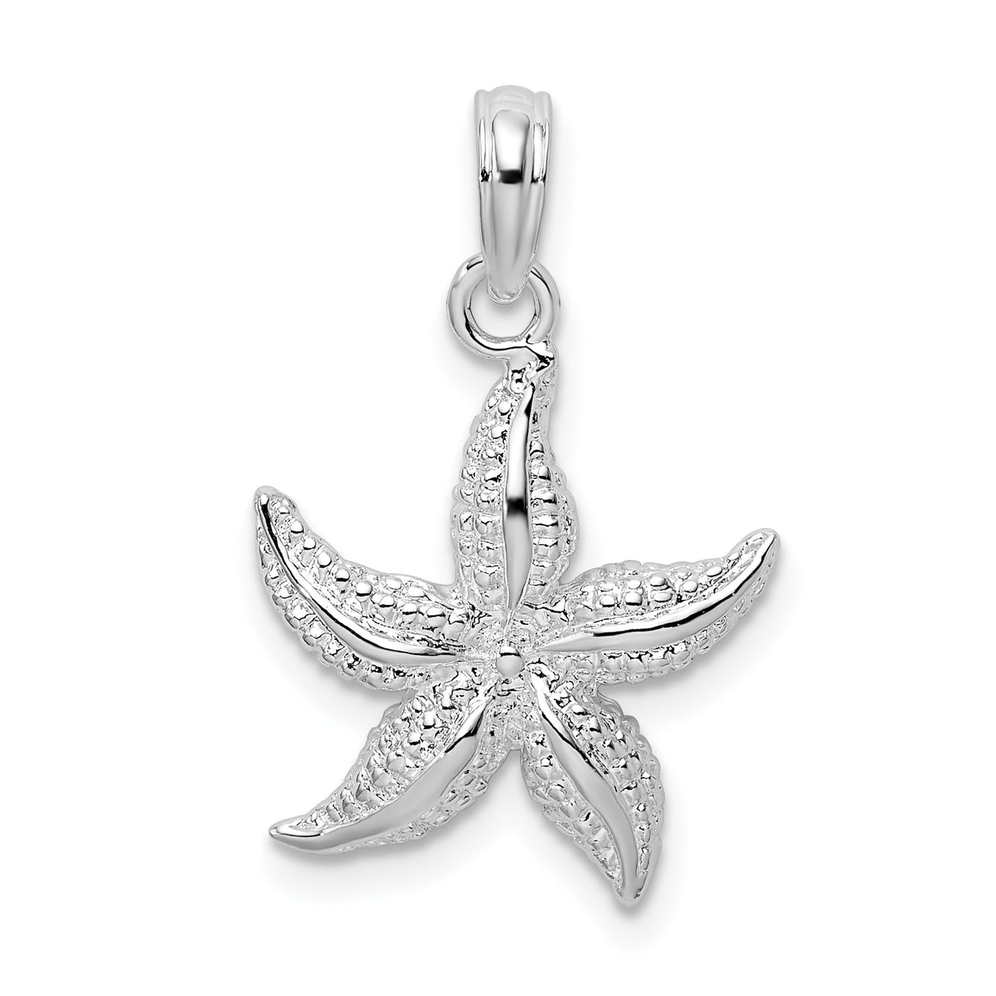 De-Ani Sterling Silver Rhodium-Plated Polished and Textured Starfish Pendant