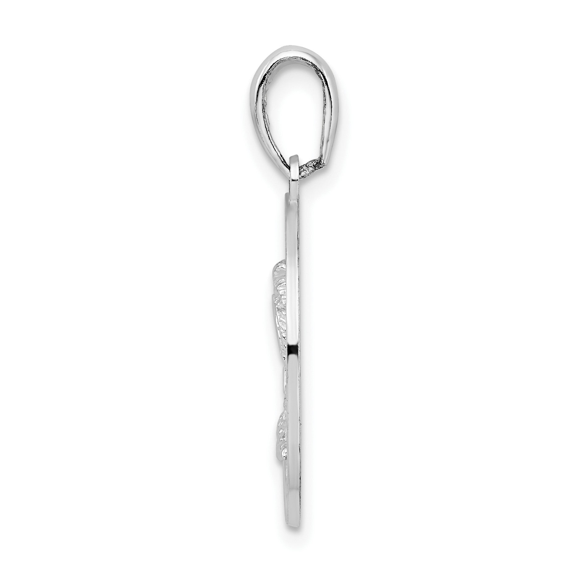 De-Ani Sterling Silver Rhodium-Plated St. Augustine with Palm Tree Circle Pendant
