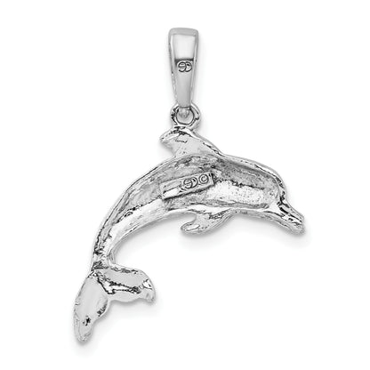 De-Ani Sterling Silver Rhodium-Plated Polished Dolphin Pendant