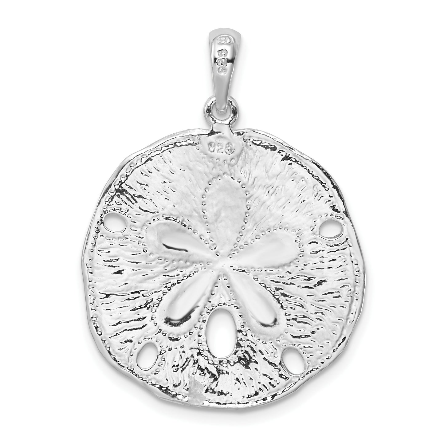 De-Ani Sterling Silver Rhodium-Plated Polished and Textured Sand Dollar Pendant