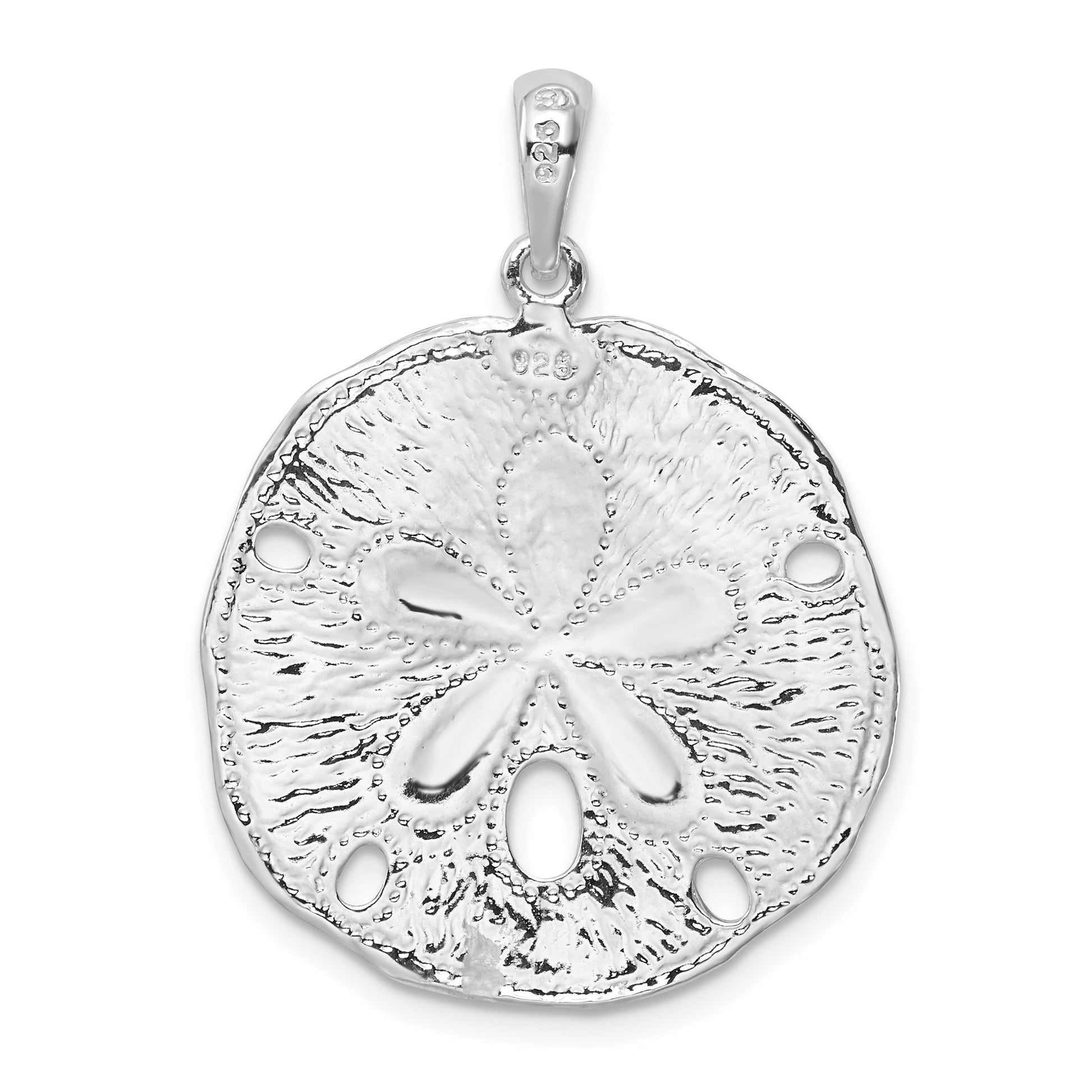 De-Ani Sterling Silver Rhodium-Plated Polished and Textured Sand Dollar Pendant