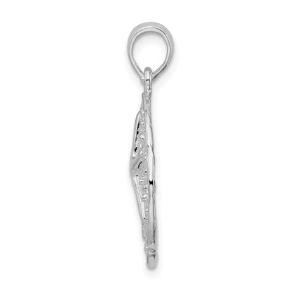 De-Ani Sterling Silver Rhodium-Plated Polished and Textured Sand Dollar Pendant