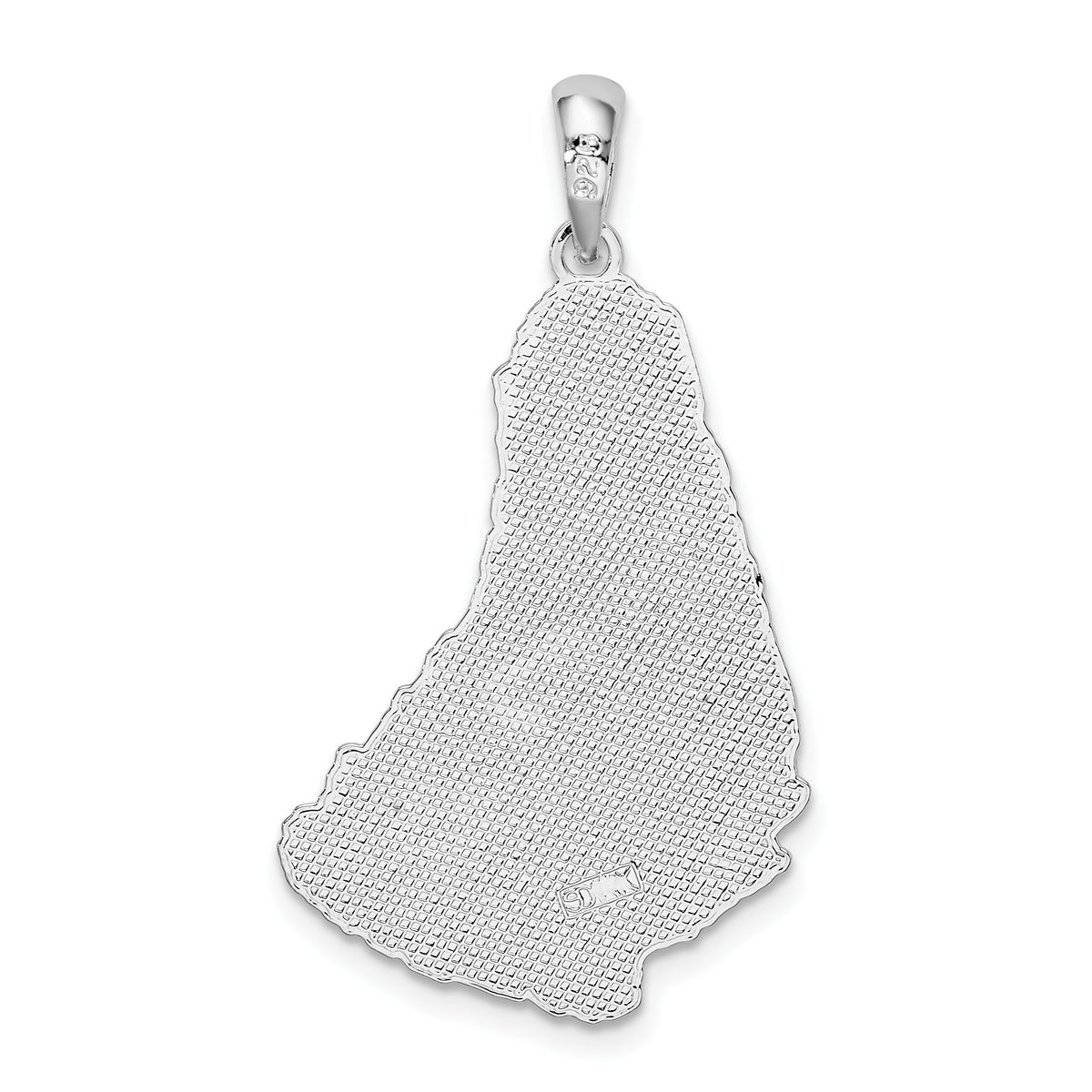 De-Ani Sterling Silver Rhodium-Plated Polished and Textured Barbados Map Pendant