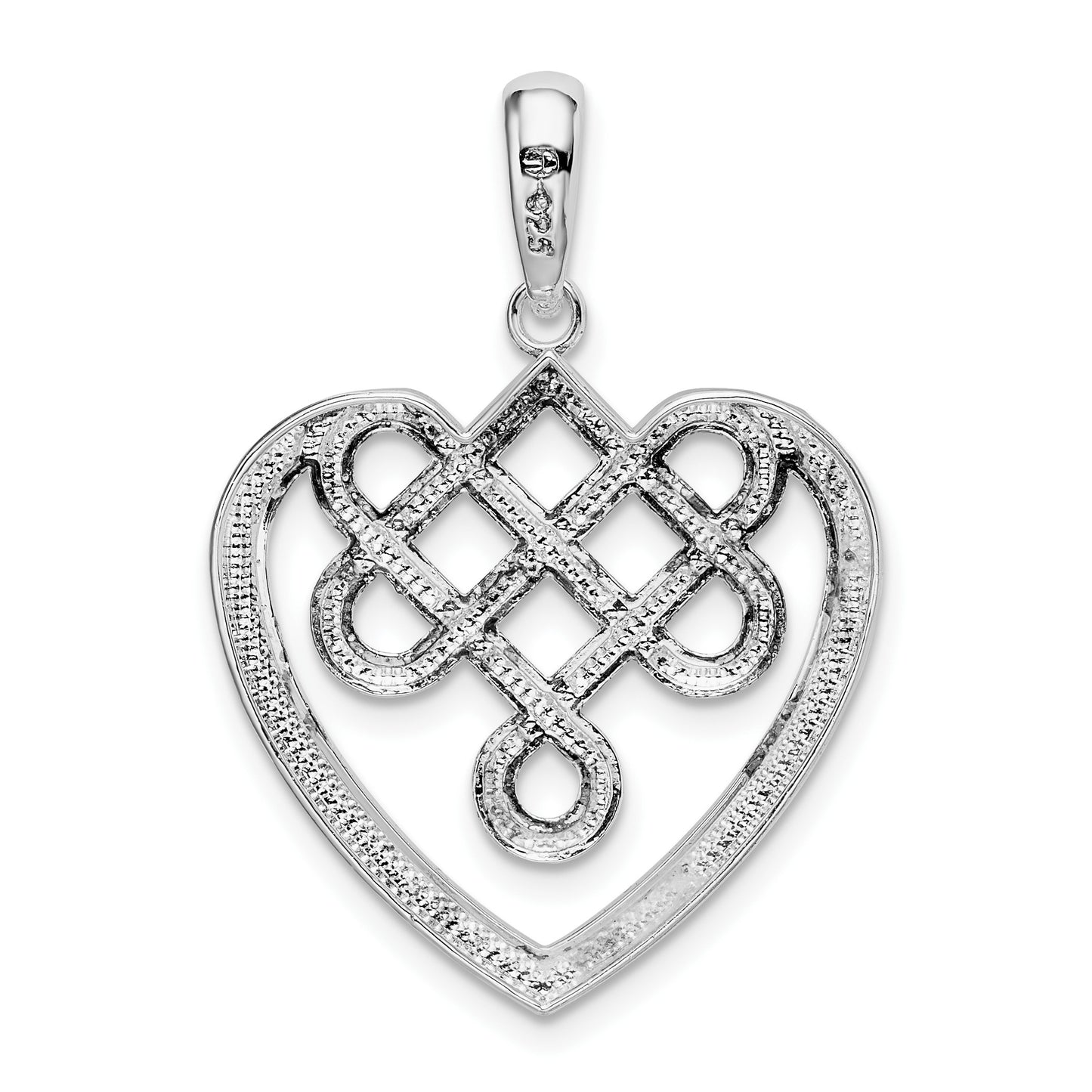 De-Ani Sterling Silver Rhodium-Plated Polished Celtic Knot Heart Pendant
