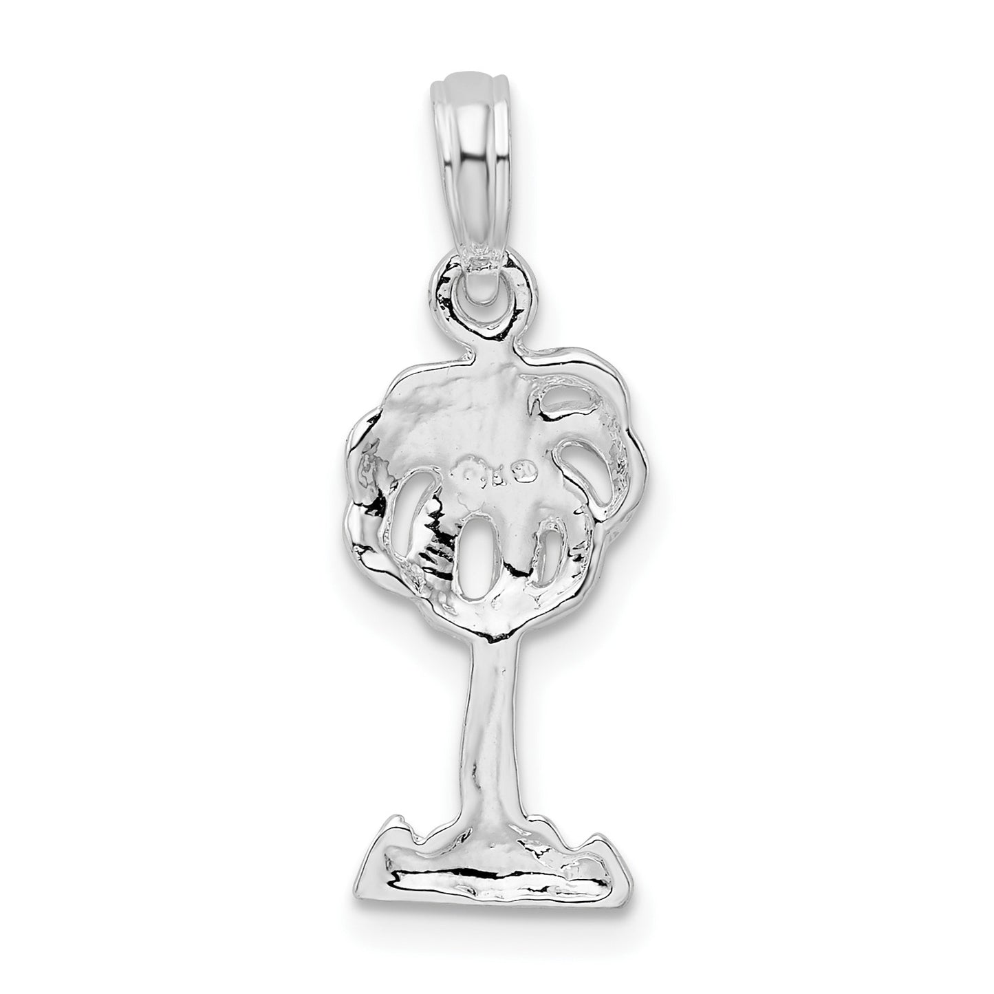 De-Ani Sterling Silver Rhodium-Plated Polished Palm Tree Pendant