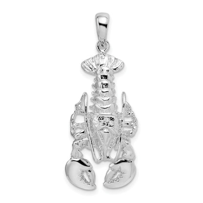De-Ani Sterling Silver Rhodium-Plated Polished Moveable Lobster Pendant