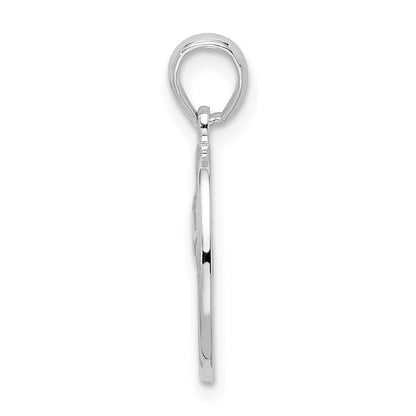 De-Ani Sterling Silver Rhodium-Plated Polished and Textured Fleur de Lis Oval Pendant