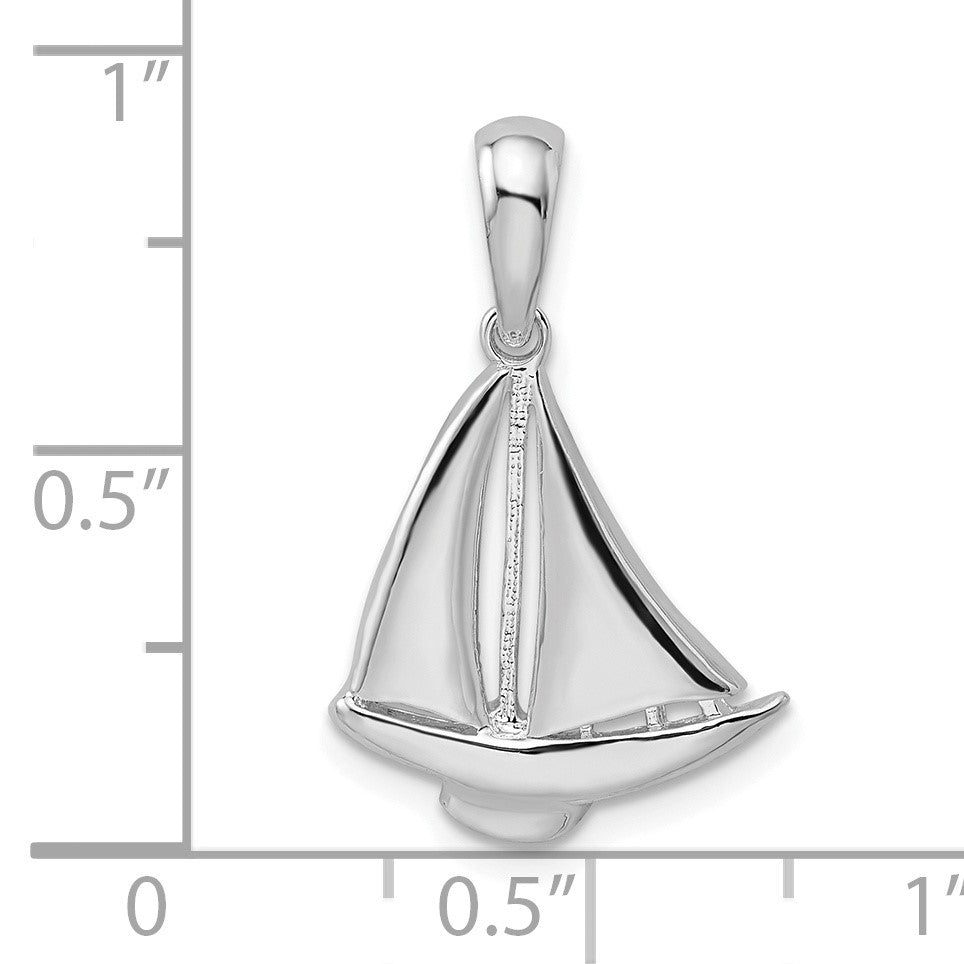 De-Ani Sterling Silver Rhodium-Plated Polished Sailboat Pendant
